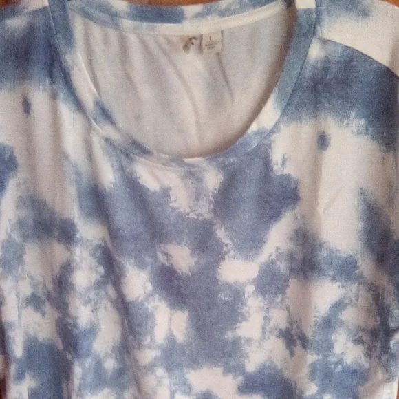Cato Blue and White Tie-Dye Short Sleeve Top - Picture 1 of 8